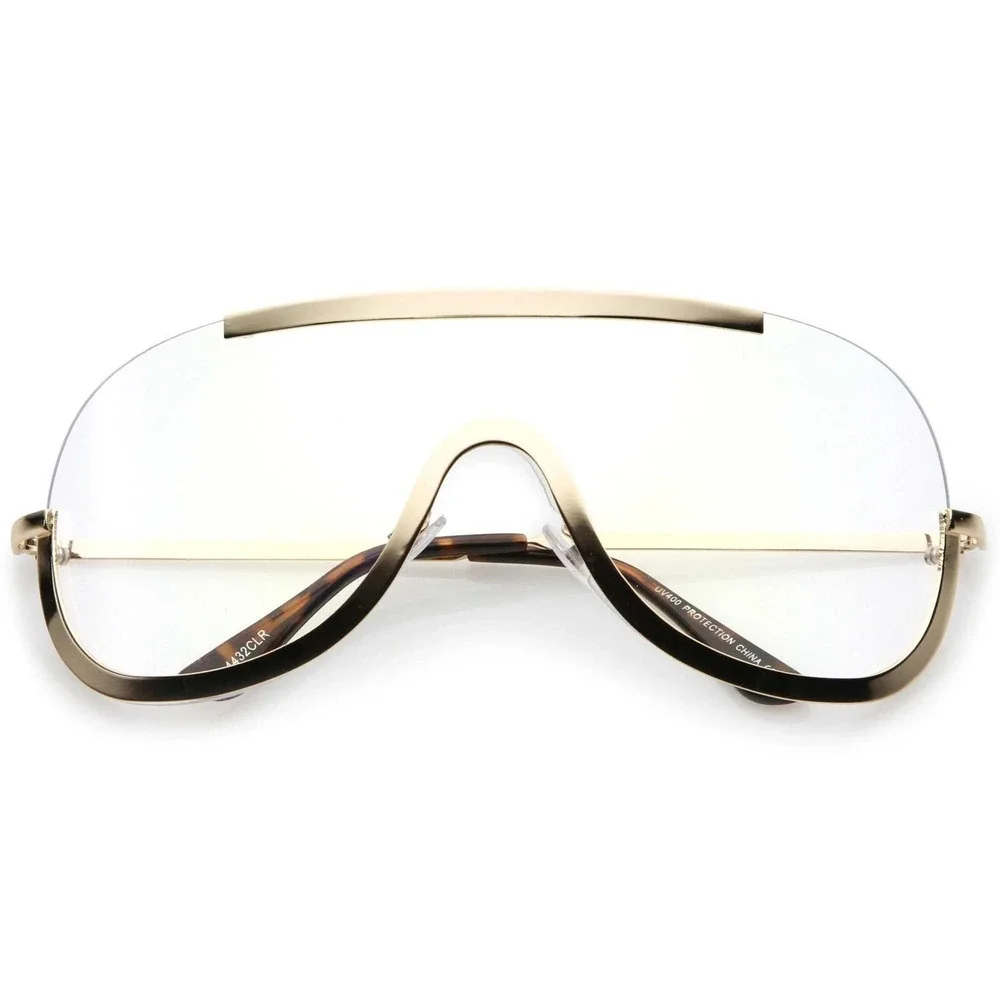 Sunglasses Men Trendy Retro Sun Glasses Oversize Clear Lens Metal Frame Hip‎ Hop